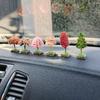 New Car Mini Tree Simulated Flower Ornament Square Base Interior Accessories Center Console Decorations Mounted Plant Ornament