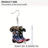 2D Flat Flag Pattern Acrylic Material American Flag Style on Boots Dangle Earrings Lightweight Colorful Earrings for Women Jewelry Gifts