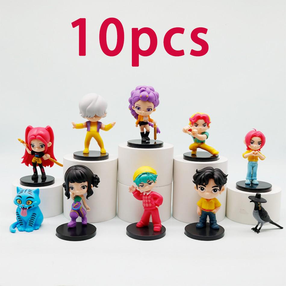 NEW 10pcs/set KPop  Hunters Superstar Saja Boys Rumi Mira Zoe Acrylic PVC Action Figure Toy Anime Figurine Doll For Fans Gift