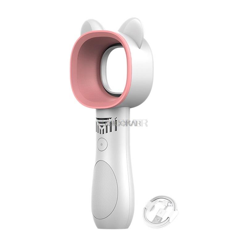 2025Mini Portable USB Wireless Leafless Fan Cartoon Small Fan Cute Cat Rechargeable 3-speed Horizontal Fan Handheld Mini Cooler
