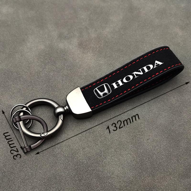 Suede Car Keyring Pendant Car Emblem Keychain For Honda Civic Accord Crosstour Spirior Odyssey Avancier UR-V Sienna Elysion CR-Z TT5