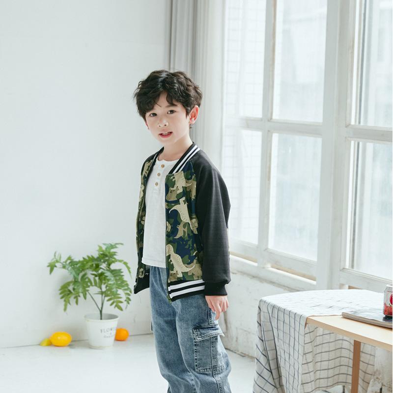 Spring and Autumn Men and Girls Fashionable Cute Printing Color Collision Jacket Children Splicing Jacket Baby Cardigan