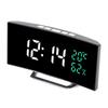 LED Mirror Alarm Clock Curved Screen 12 24 Hour Temperature Humidity Display Snooze Mode Electric Alarm Clock