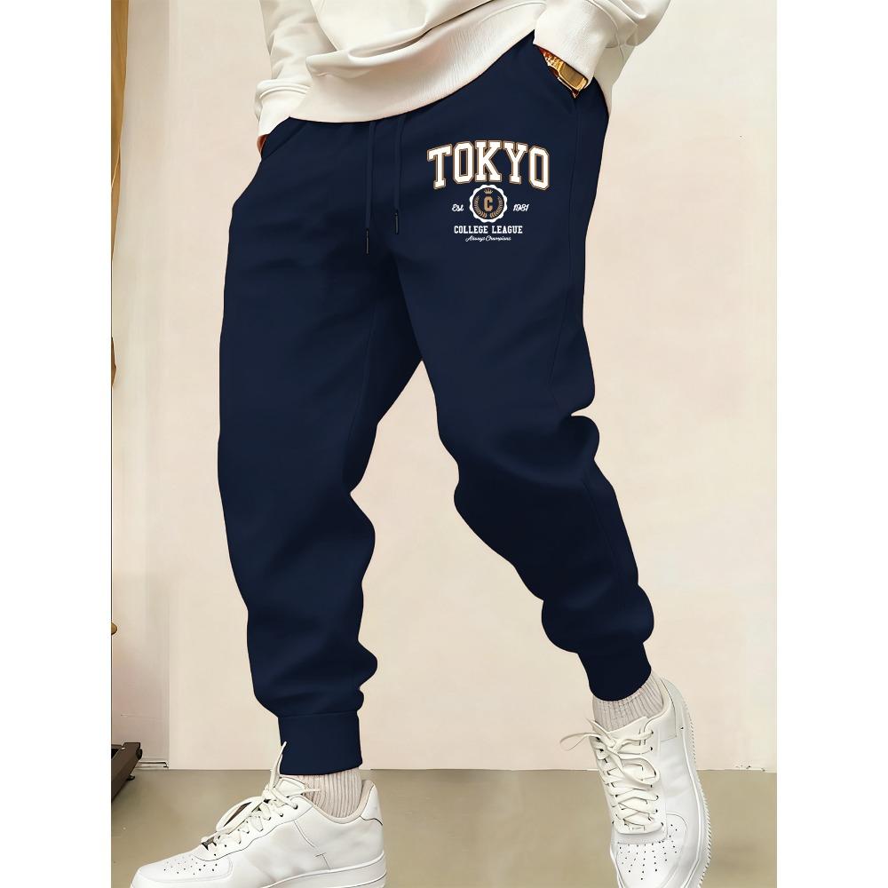 Tokyo College League City Art Letter Print Male Sweatpant Autumn Basic Trousers Warm Elastic Waist Pants S