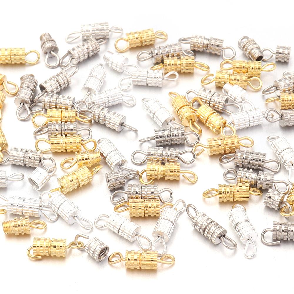 30pcs/lot Metal Cylinder Fasteners Buckle Closed Screw Clasps For Bracelet Connectors DIY Jewelry Making Connectors Accessories