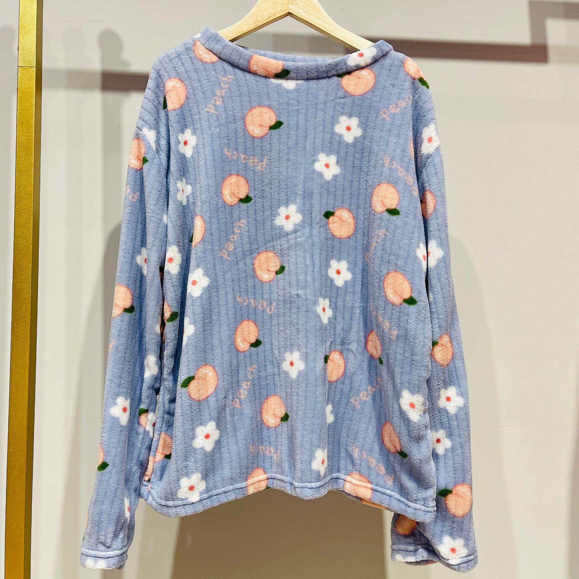 

Women s Soft Floral Pajama Set - Long Sleeve, Round Neck, Cute Bear Design, Skin-Friendly, Thickened Fabric. Small Size (suggested 40-60 kg)