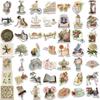 50pcs Vintage Animal Flower PVC Sticker Aesthetic Children's Stationery DIY Decoration Scrapbooking School Supplies
