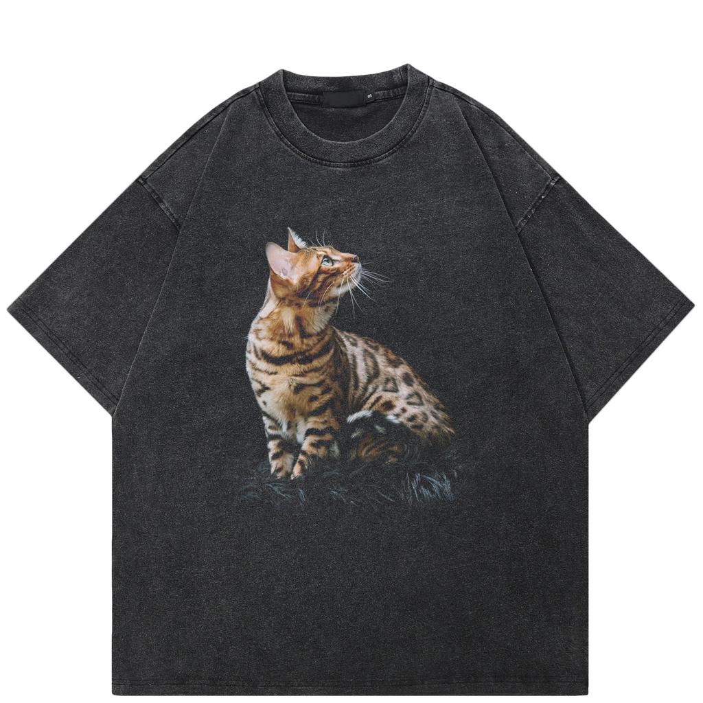 Streetwear Cat Graphic T-Shirt Cotton Tshirt Unisex Tops Tees Summer Short Sleeves T Shirt
