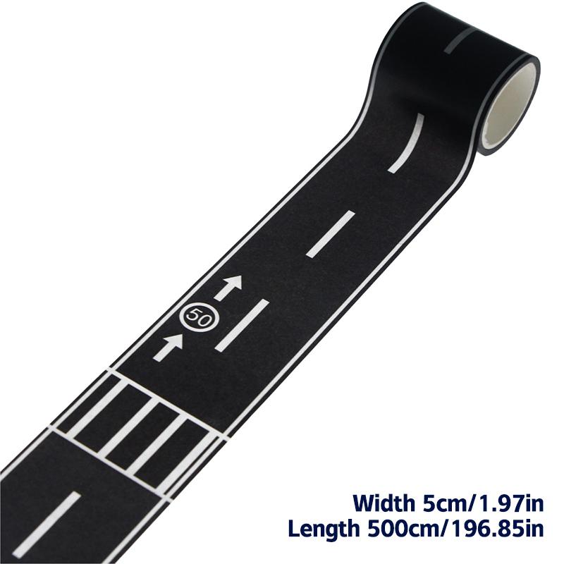 1Roll 5M 1:12 Dollhouse Road Traffic Railway Track Scene Tape Sticker Miniature Parking Scene Curve Sticker Model Decor Toy