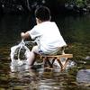 Folding low stool, shoe changing stool, household pony solid wood portable living room bench, sturdy fishing stool at the door