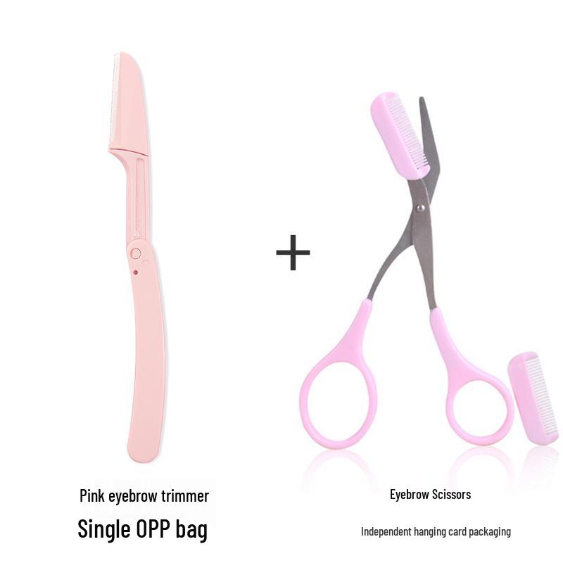 Women's Beginner Safe Foldable Eyebrow Razor Set with Anti-Scratch Design and Replaceable Blades