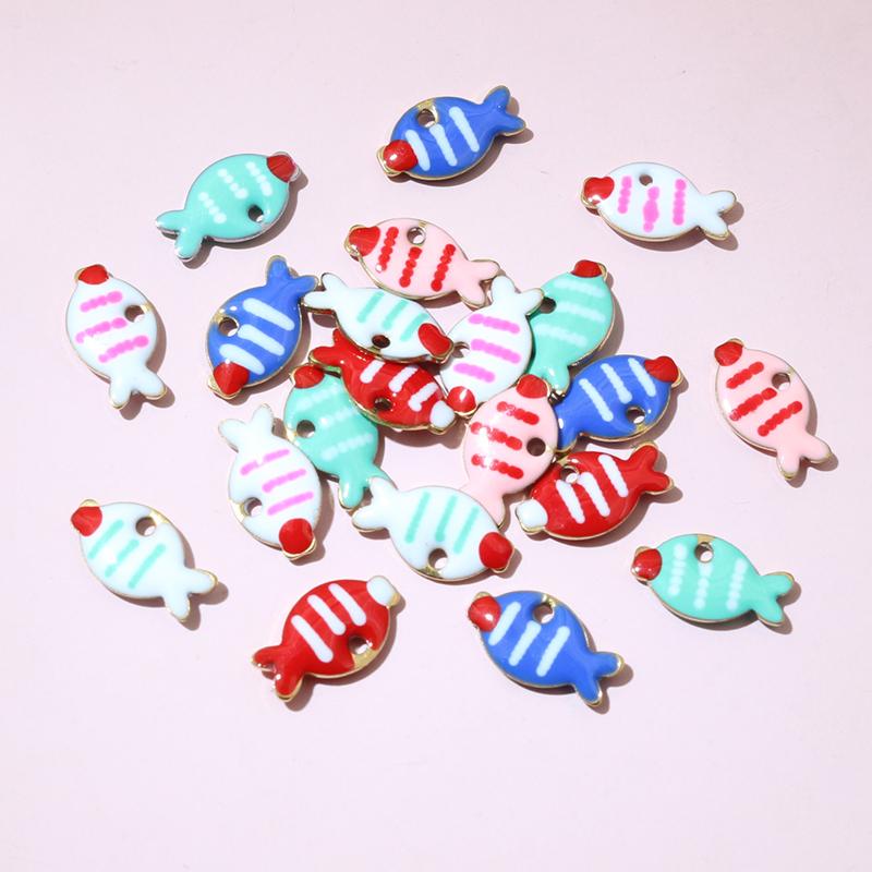 20pcs Stainless Steel Enamel Small Cute Charms Pendant Fish Starfish Coral Reef DIY Jewelry Making Accessories Findings