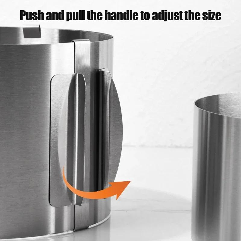 Stainless Steel 6-20cm Adjustable Telescopic Mousse Ring Circle Mold Rustproof With Scale Round Cake Rings Reusable Baking Tool