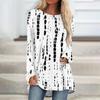 Womens Tops Round Neck Long Sleeve Blouses Casual Mid-length Shirts Fashion Print Tunic Tops