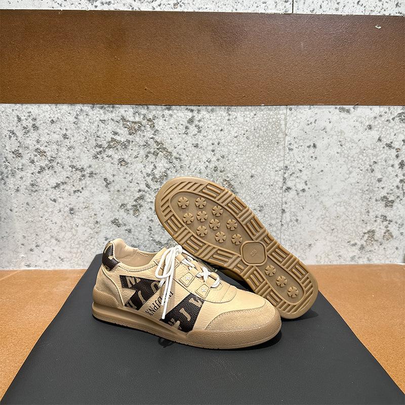 

Autumn color matching leather women s inner height-increasing sports wind shoes women s thick-soled lace-up dad shoes 40