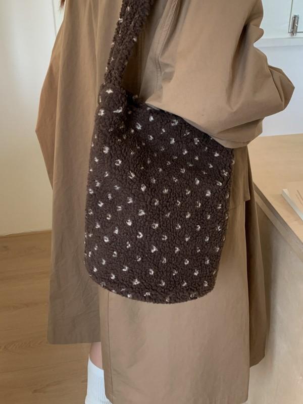 Vintage Plush Tote Bag With Magnetic Closure For Daily Casual Use
