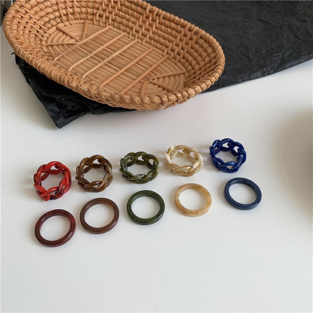 

Корейские модные украшения с геометрическим рисунком для девочек и женщин, крутые кольца из акриловой смолы, набор колец на палец, цепочка