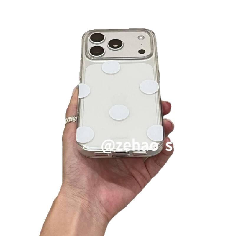 Korean Minimalist Glossy White Polka Dots Are Suitable for Apple 17promax Mobile Phone Case, the New iPhone16 Protective Case 15.