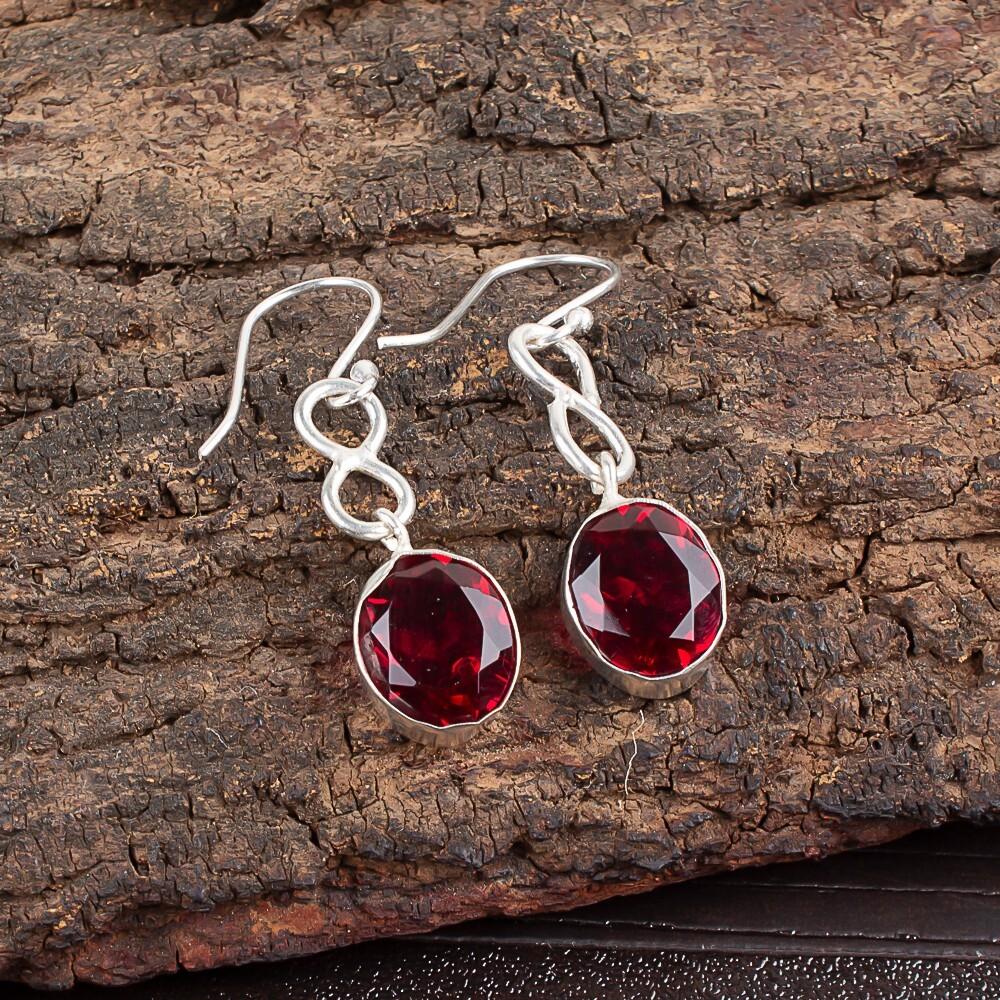 925 Sterling Silver Gift Pink Rubellite Gemstone Jewelry Handmade Earrings 1.60" EE-12-10