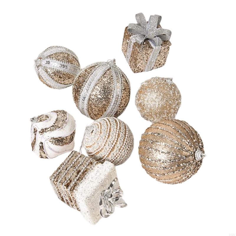 8Pcs Shatterproof Christmas Baubles Glittering Christmas Tree Ball Ornament For Wreath Mantels Winter Holiday Decoration