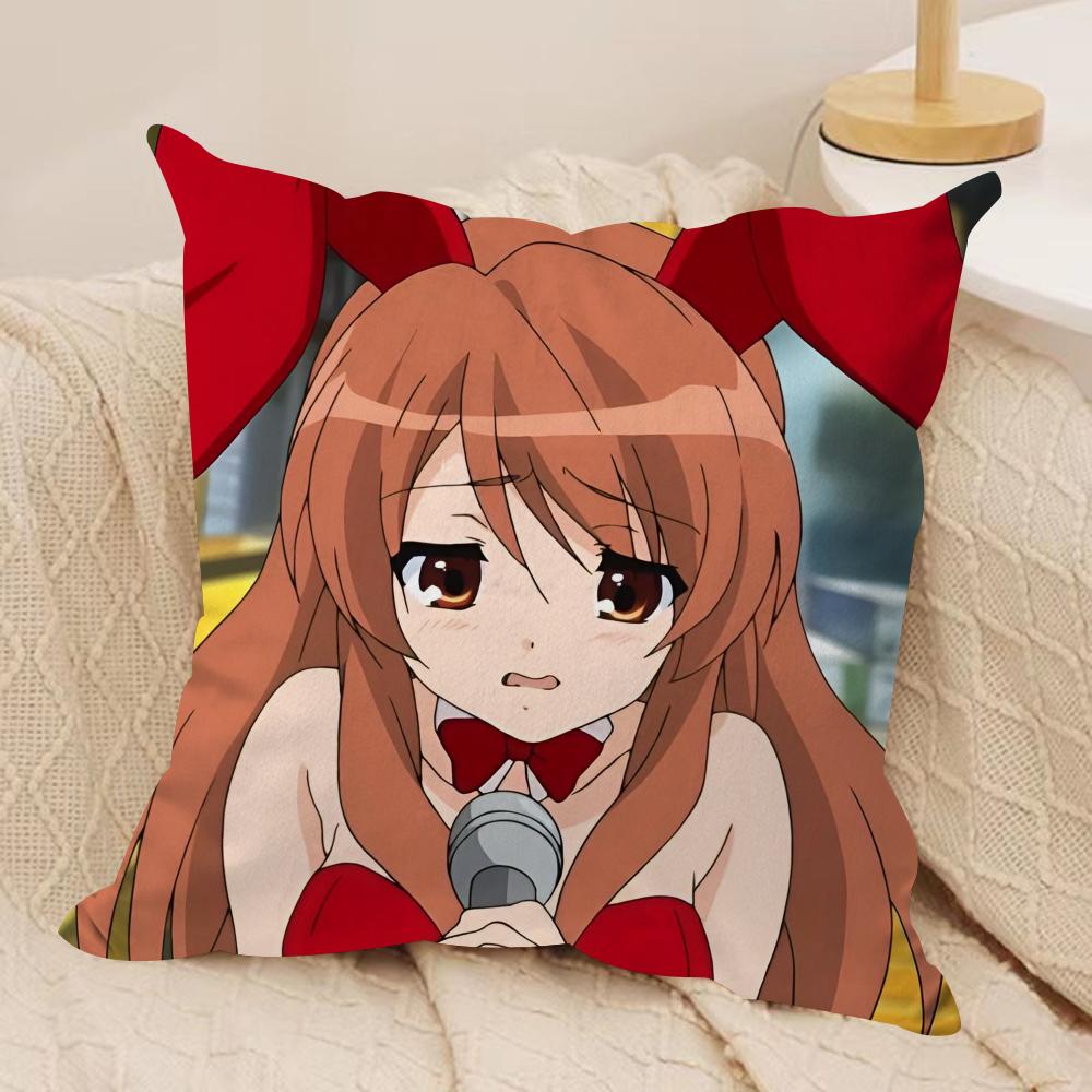 The Melancholy of Haruhi Suzumiya Cushion Cover Soft Plush Fabric Double-Sided Printed Sofa Cushion Cover for All Seasons Decor