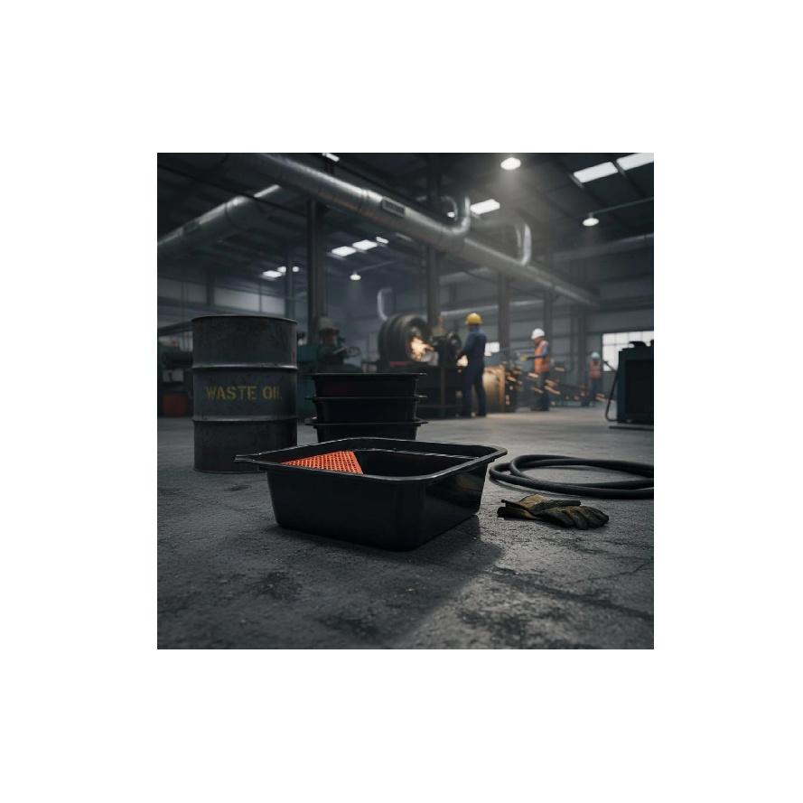 Oil Drain Pan Raised Edges Engine Oil Drain Pan Vehicle Maintenance Molded Finish Garage Equipment Wide Exposed Top for Workshop