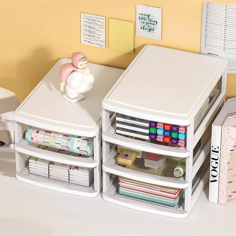 Desktop Storage Box Drawer Type  Large Capacity Desk Storage Cabinet Office Desk Storage Box Cosmetics Stationery Accessories