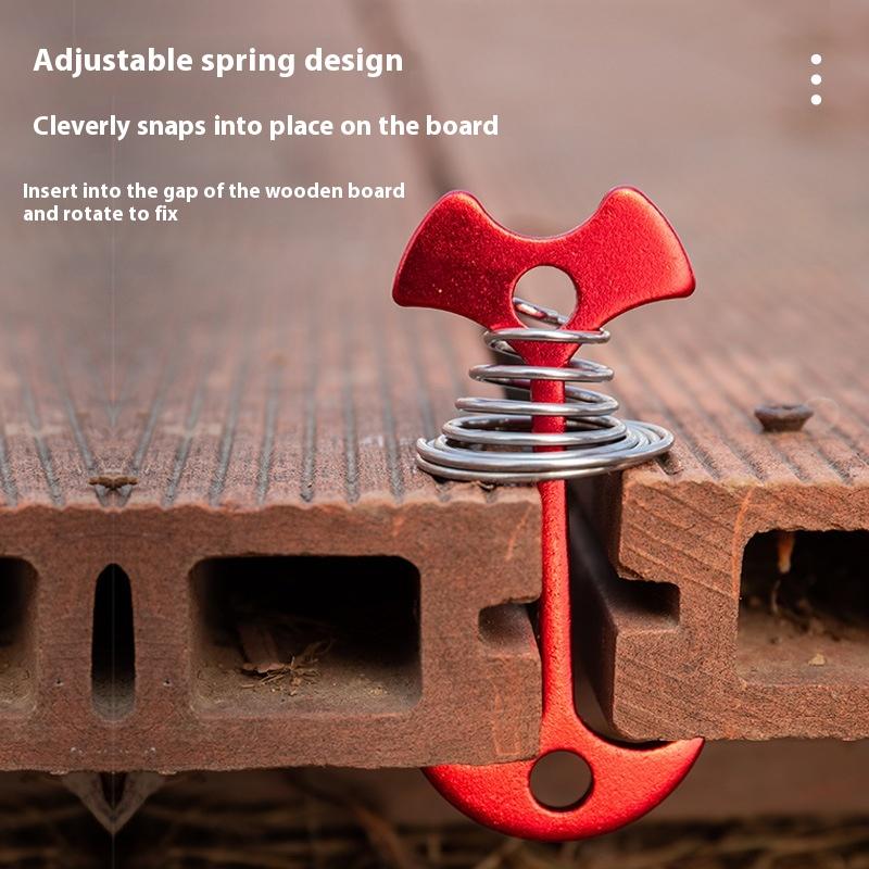 5Pcs Camping Deck Nails Spring Fish Bone Nails Wooden Board Tent Pegs Ground Nails Climbing Tent Accessories