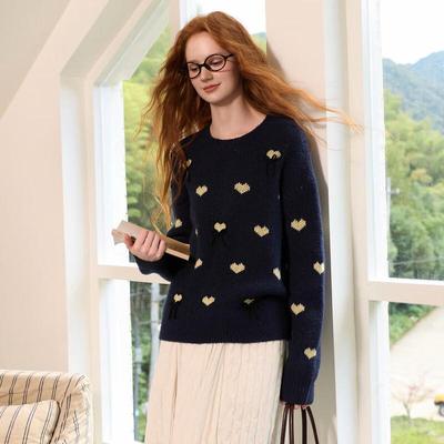 2025 Winter Schmetterling Herz Jacquard Locker Gestrickter Pullover