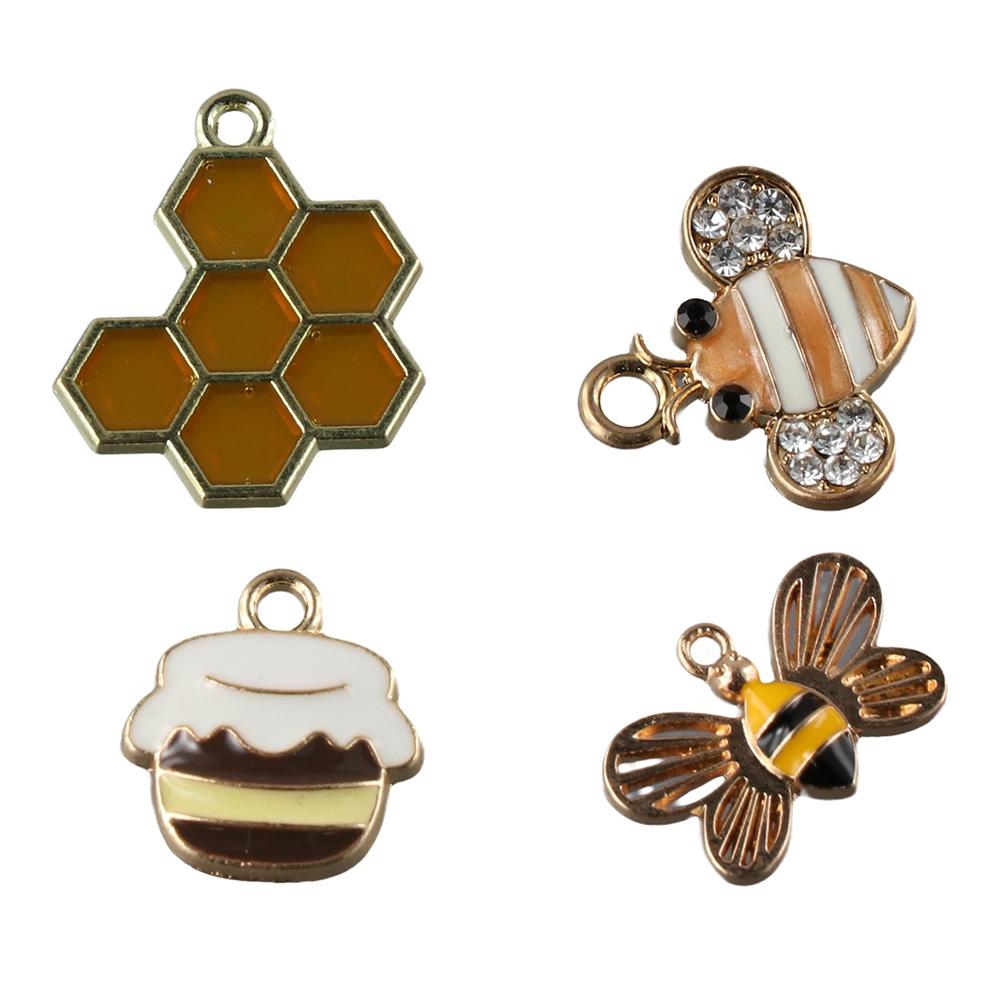 alloy Bee Charm Pendants multicolor Colorful Enamel Bee Earring Pendants  Sewing