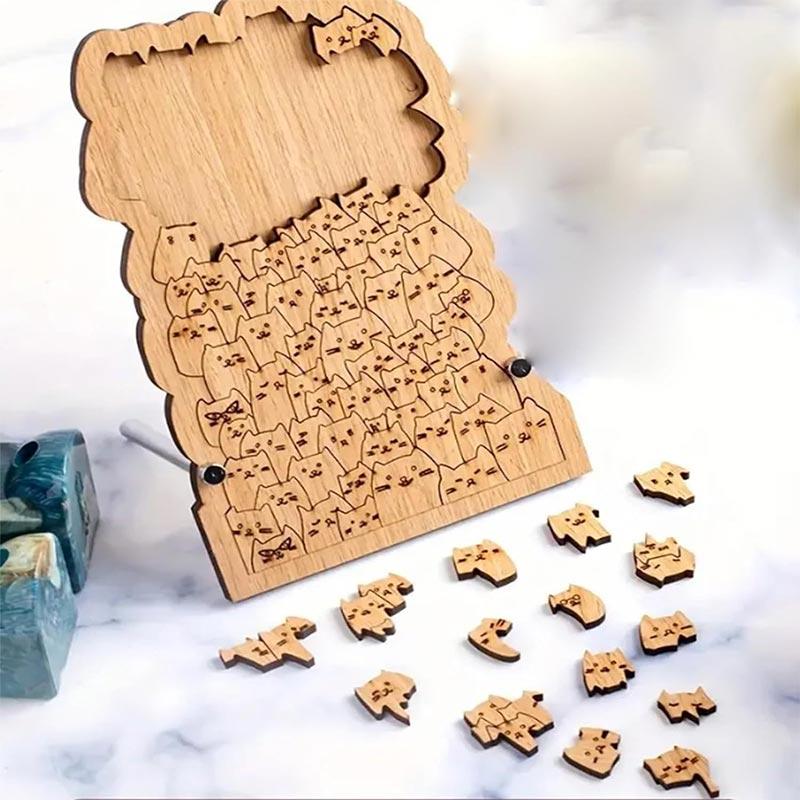 Cute Hundred Cat Puzzle Cartoon Wooden Jigsaw Puzzle Funny Animal Puzzle Kids Christmas Gifts