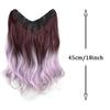 Gradient Wig Piece Dyed One Piece V-shaped Seamless Purple Gray Wig Piece Female Synthetic Clip Wig Suitable for Anyone