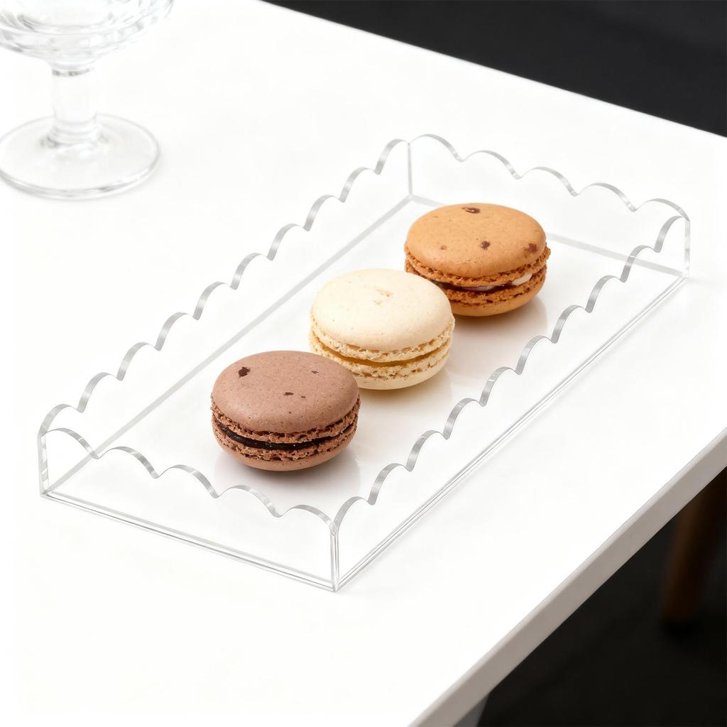 Acryl Tabletts zur Präsentation Geschweifte Präsentationshalterung Organizer Transparentes Organizer-Tablett für Theke Schreibtisch Kommode Spüle Schrankregal