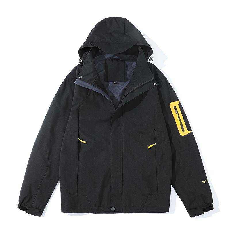 New Spring Single-layer Storm Jacket Men's and Women's Hooded Cardigan Color Block Jacket Thickened Outdoor Mountaineering