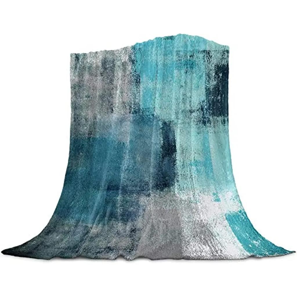 Turquoise Blue Flannel Fleece Throw Blankets Luxury Turquoise Blanket for Living Room Bedroom Sofa Couch Warm Soft Bed Blankets