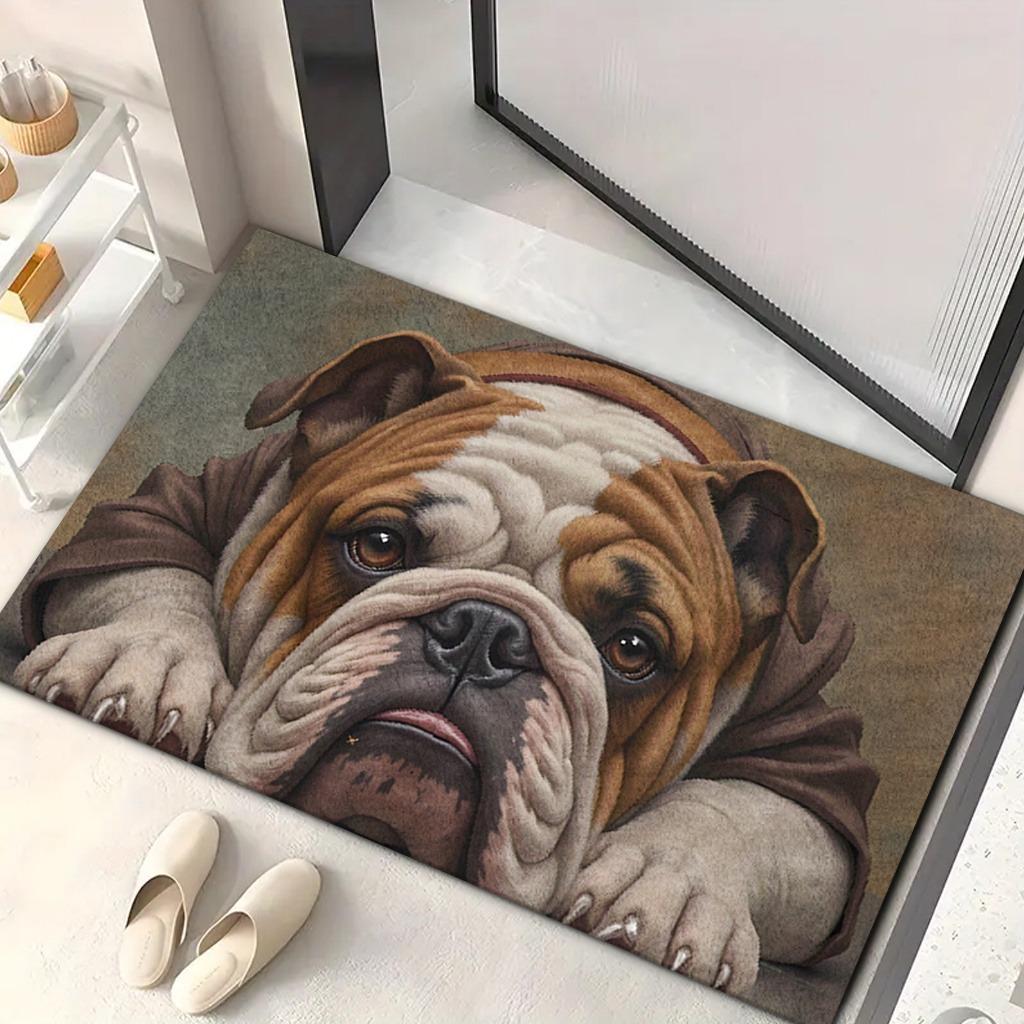 English Bulldog Fußmatte - Rutschfeste Innen-/Außen-Eingangsbodenmatte, Niedliches Bulldoggen-Gesicht Design
