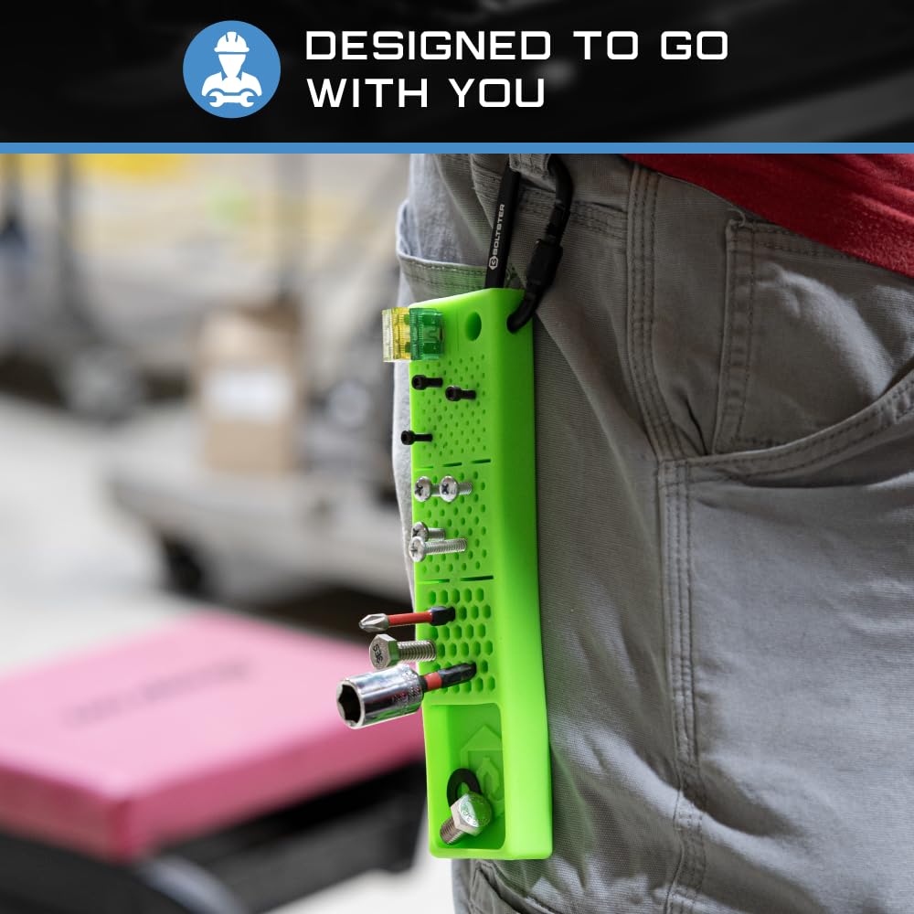 Boltster Magnetic Parts Keeper, Silicone Bit and Bolt Holder, for Maintenance and Repair Work, with Carabiner, Red, BTS-100004R