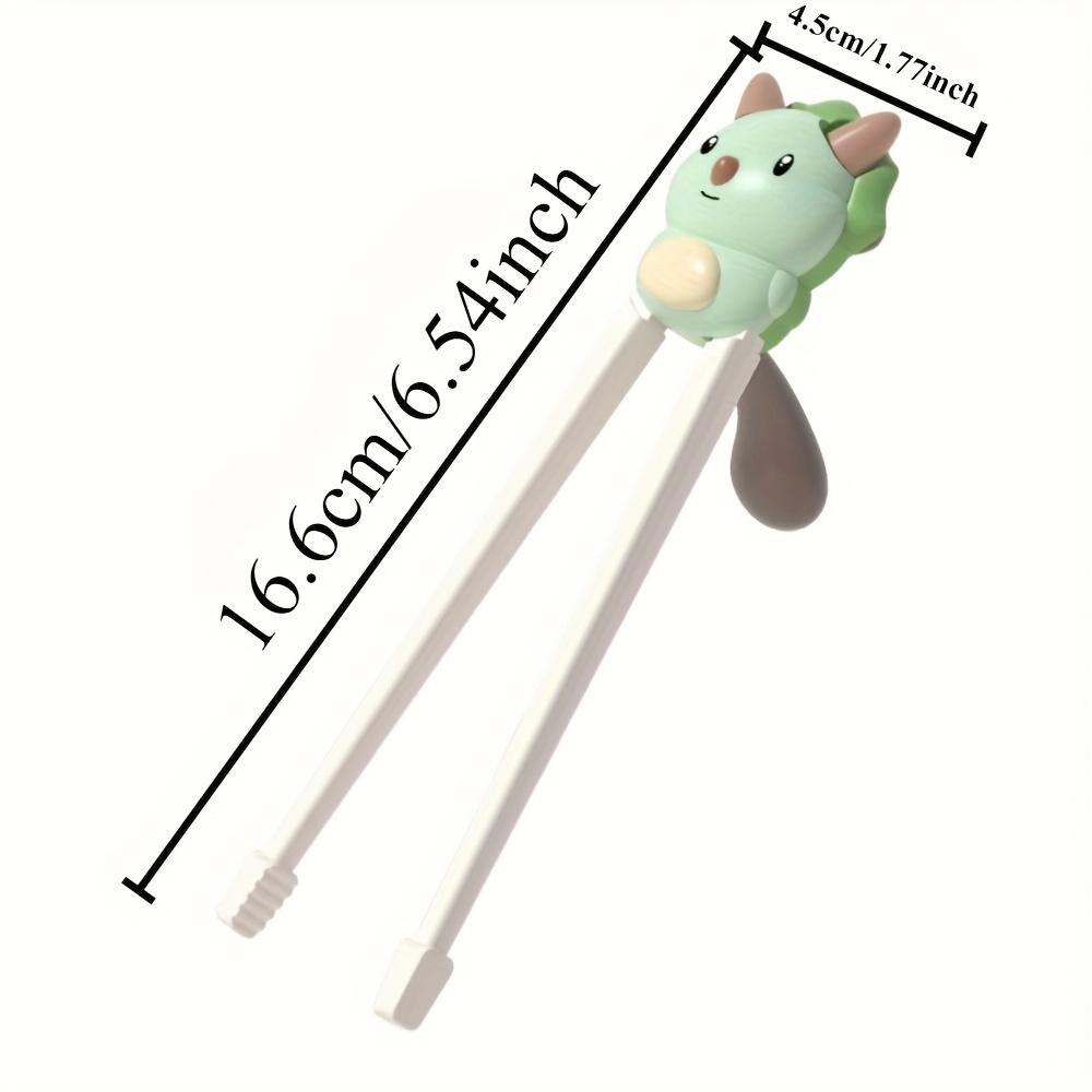 2 Pairs Cute Animal Training Chopsticks for Beginners Durable PP Plastic, Green Dinosaur Beige Bear Design, Ergonomic Grip