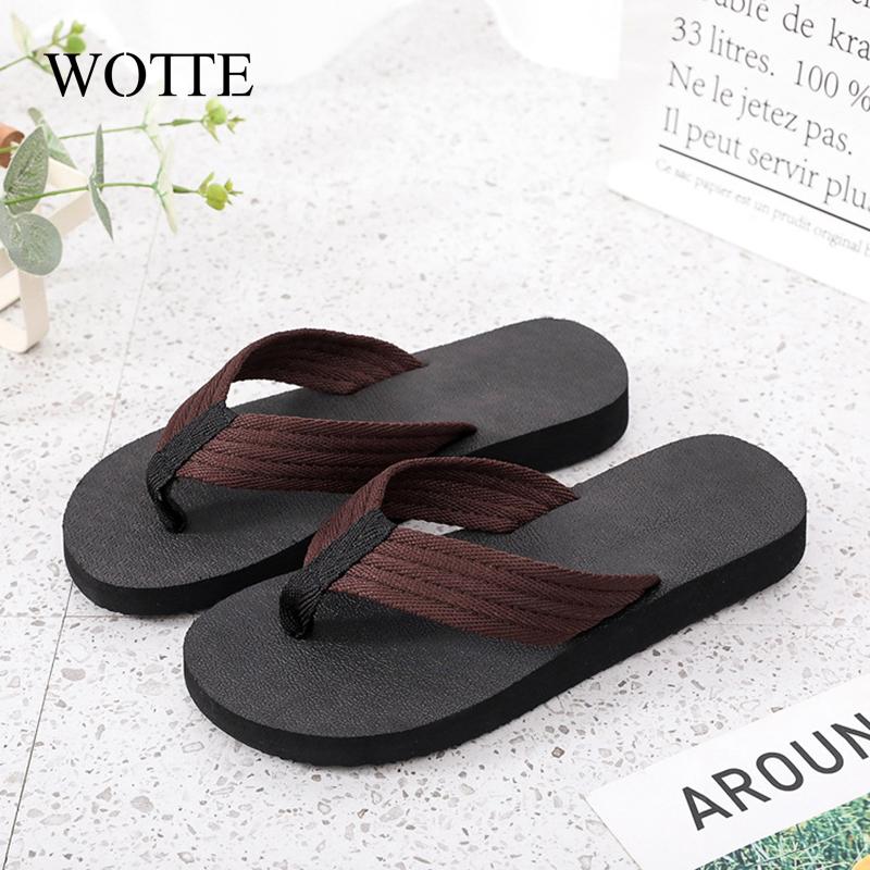 WOTTE Flip Flops Men Bath Beach Sandals Slippers for Men Flats chaussure homme Non-slip Shoes Male Men Sandals Indoor&Outdoor