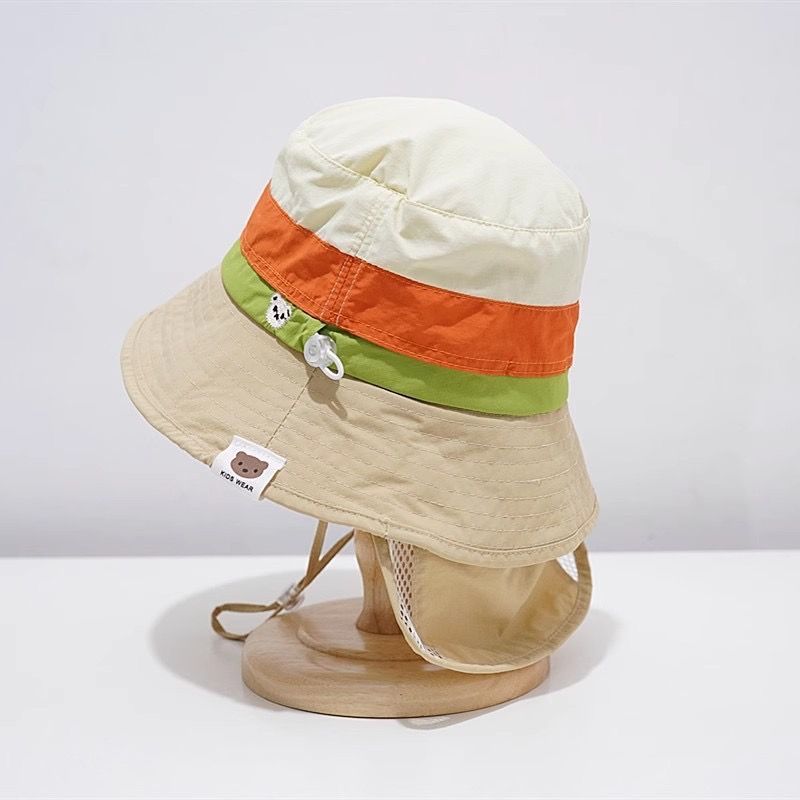 Girls Summer Thin Foldable Sun Hat With Neck Flap UV Protection Fisherman Cap For Kids Outdoor Beach Shade
