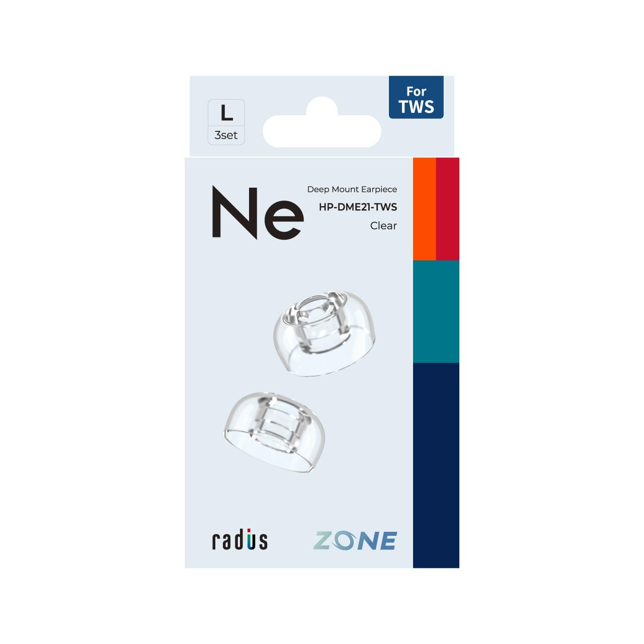 

Radius HP-DME2-TWS Deep Mount Eartips 3-Pack Clear Large True Wireless Medical-Grade Comfortable Fit Enhanced Bass High Sound Isolation