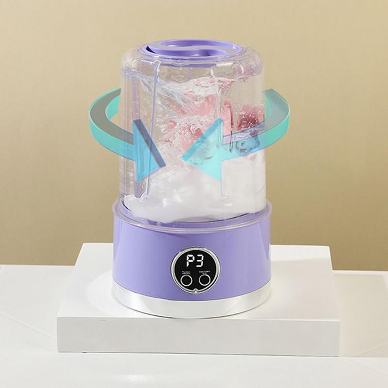 Small Washing Machine Portable Portable Washer Travel Washing Machine Rechargeable Digital Display 2 Modes Cleaning Tools