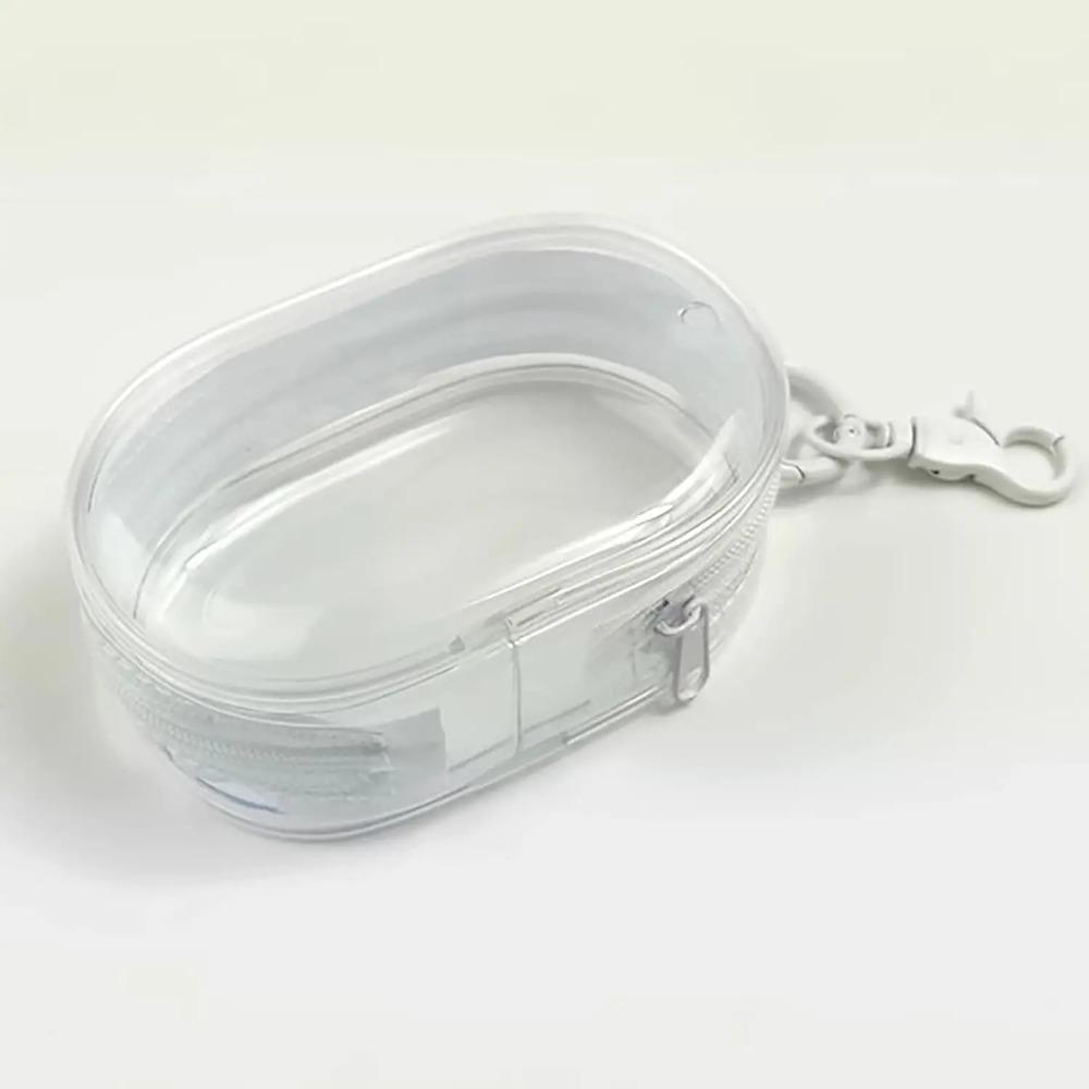 Clear Storage Box with Keychain – 1PCS Portable Small Organizer Bag for Headphones, Charging Cables, Jewelry & Accessories