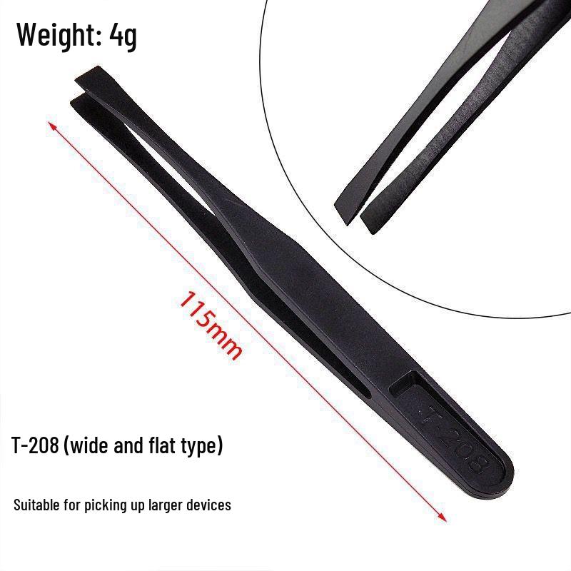 Anti-Static Curved Tip Plastic Tweezers, Multi-functional with Wide and Flat Tips for Industrial and Eyelash Use.