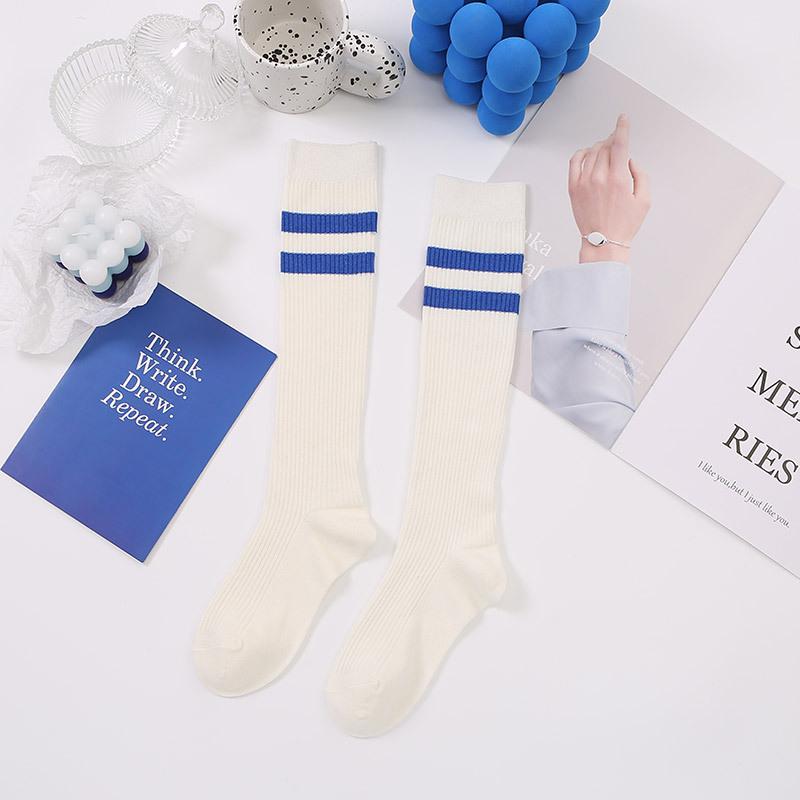 Women s Trendy Two-Stripe Long Socks - Japanese Academy Style Knee-Highs for Spring and Autumn
