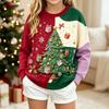Boys Girls Christmas Sweatshirt - Print Long Sleeve Neck Casual Pullover for Fall Winter