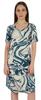 Moomaya Cotton Jersey Printed Midi Dress For Women V-Neck Summer Short Sleeves Knee Length