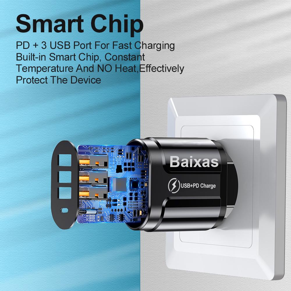 Multi-port Home & Travel Charger EU/UK 3 USB + Type-C 5V/2.4A