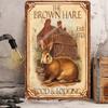 TiMistress Rabbit Tin Sign 8x12 Inches Vintage Wall Art Funny Retro Metal Poster, Brown Kitchen Bar Cafe Home Decor for Bedroom