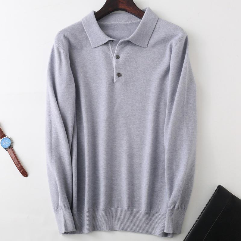 2026 Men's Polo Collar Knit Sweater: Spring/Autumn, Long Sleeve, Loose Fit, Lapel Button Pullover.